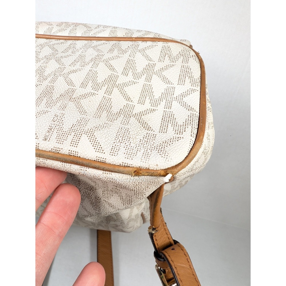 Michael Kors Backpack READ Signature Leather White Cream Beige - Picture 10 of 16